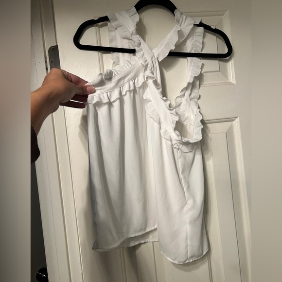 J.Crew Drapey Wrap Front Criss Cross Neck Ruffle Top size 8 - Picture 3 of 7